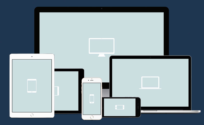 Illustration of multiple devices. eg. iPad, laptop, mobile etc.