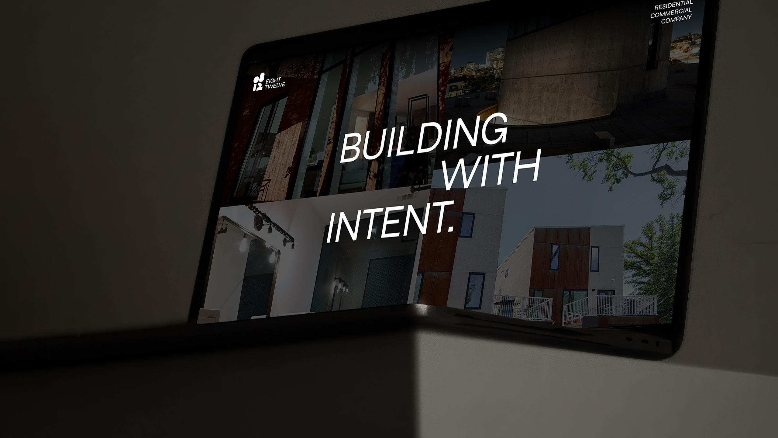Laptop displaying a design portfolio for a construction project – Chez Koop web design studio in Steinbach, Manitoba.