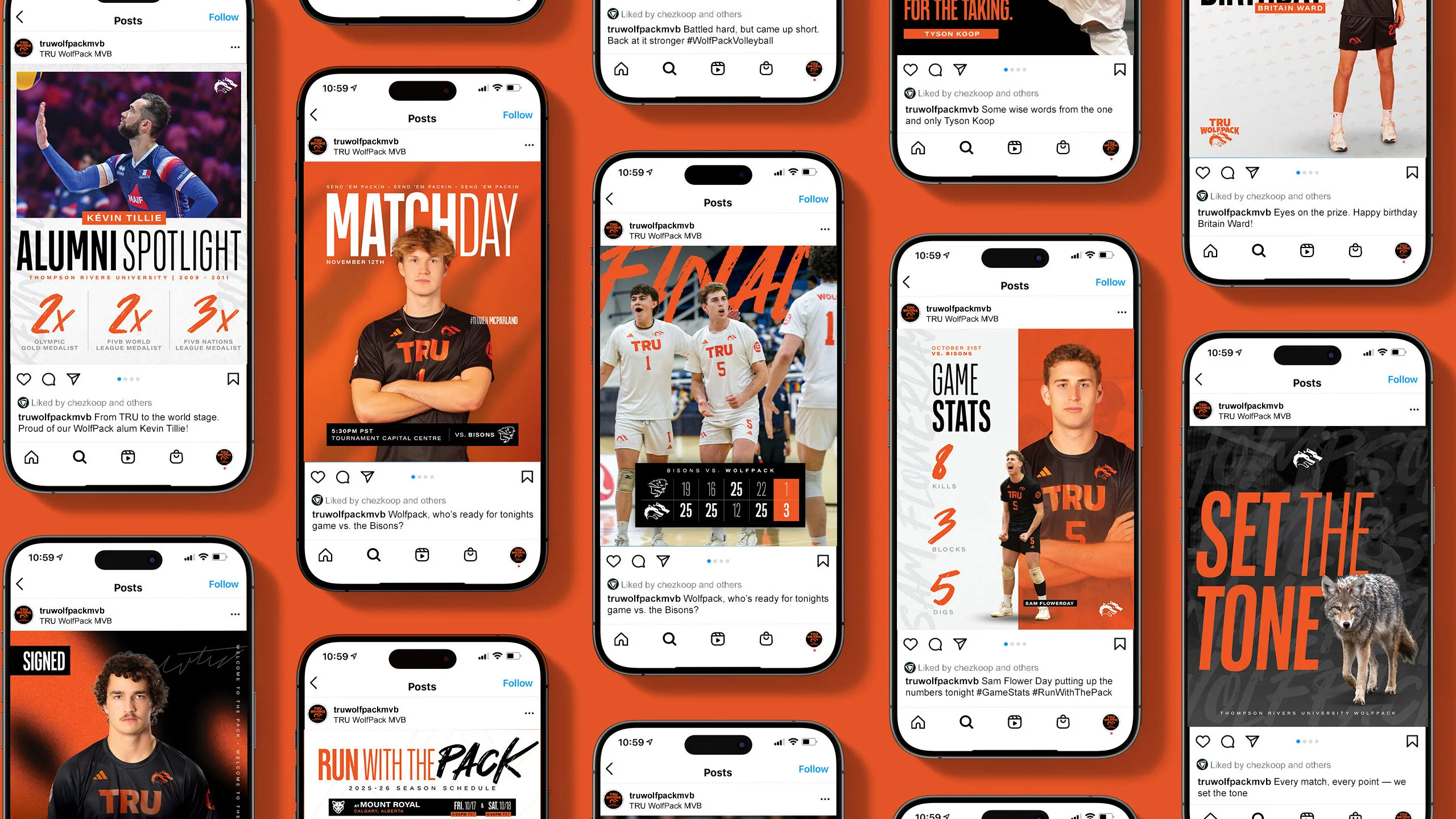 Social media graphics for TRU WolfPack by Chez Koop – creative design studio in Steinbach, Manitoba.